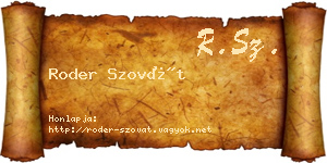 Roder Szovát névjegykártya